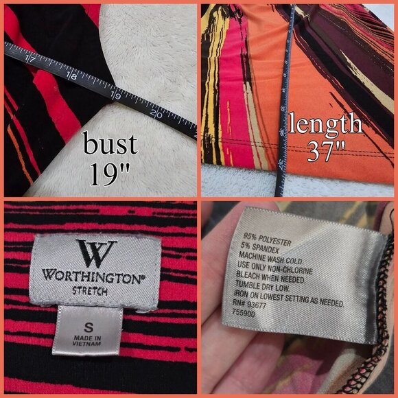 Worthington ✦ Abstract Midi Dress ✦ Sleeveless Asymmetrical Stretch Knit NWT M - Picture 14 of 16